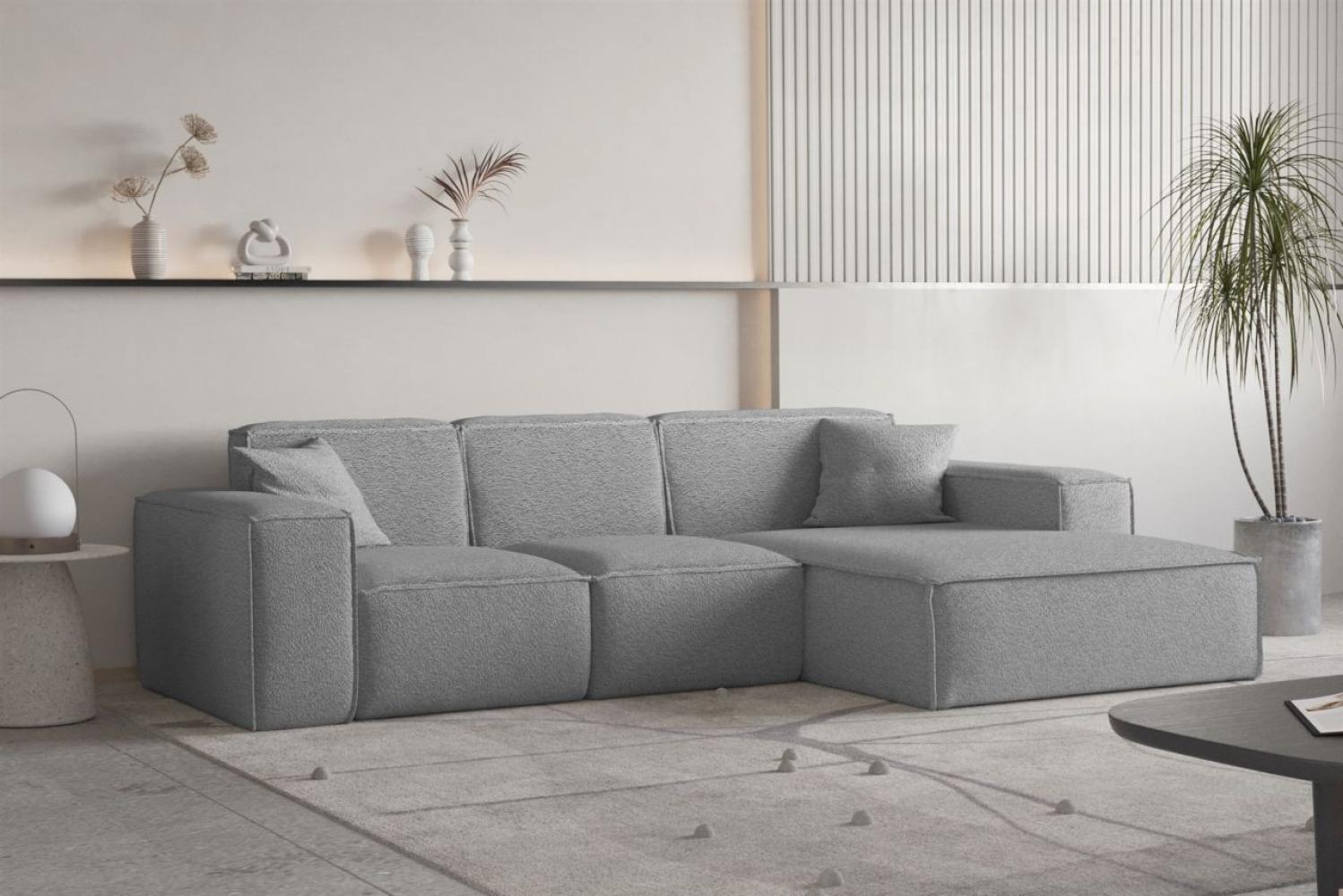 Ecksofa Designersofa CELES PREMIUM Stoff Ascot Bukla Grau Ottomane Rechts Bild 1