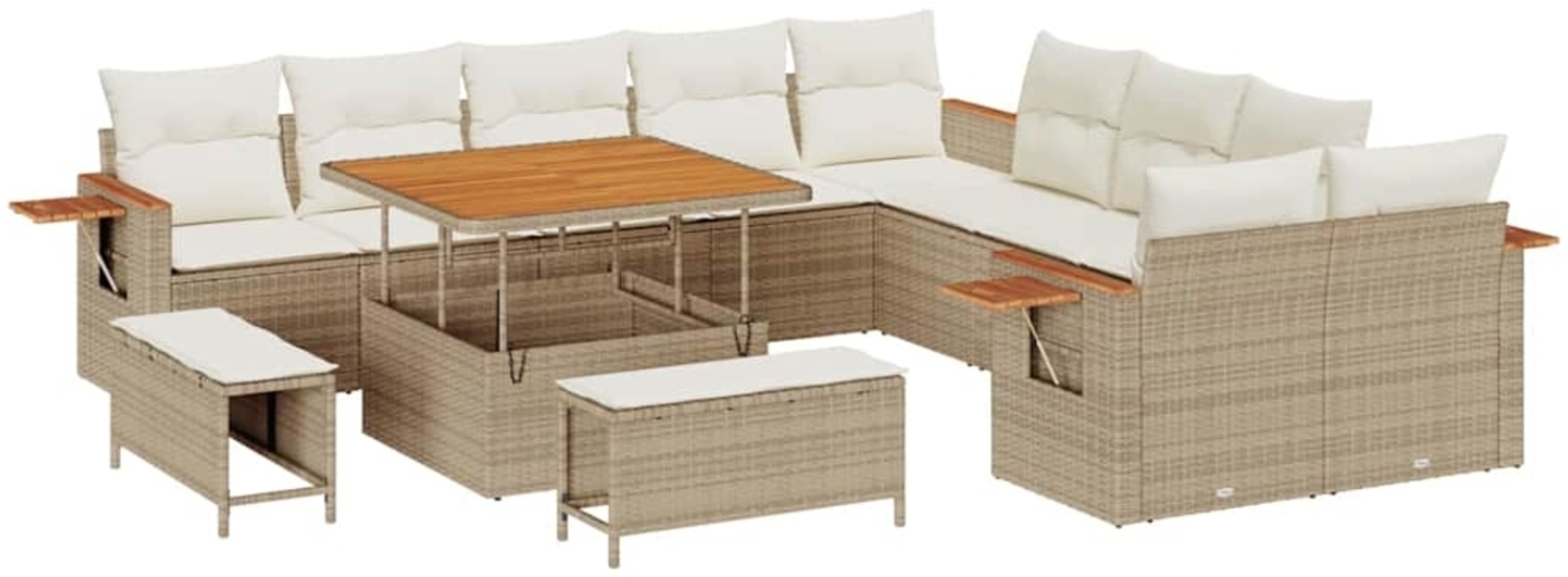 vidaXL Garten-Sofa-Set mit Kissen 13 pcs Beige und Creme 3363226 Bild 1