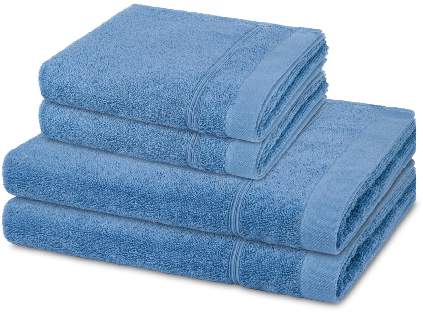 Ross Rubin 4 tlg. Frottier-Set - 2 X Handtuch (50 X 100cm), 2 X Duschtuch (70 X 140cm) - 480 - Kornblumenblau Bild 1