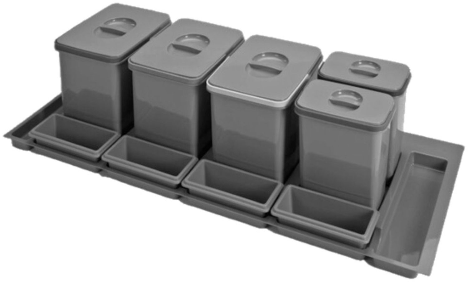 Ekotech Abfallsammler 9123 Practiko 1200 Einsatz 3x 15 + 2x 7 Liter Dunkelgrau Auszug Höhe 300 Bild 1