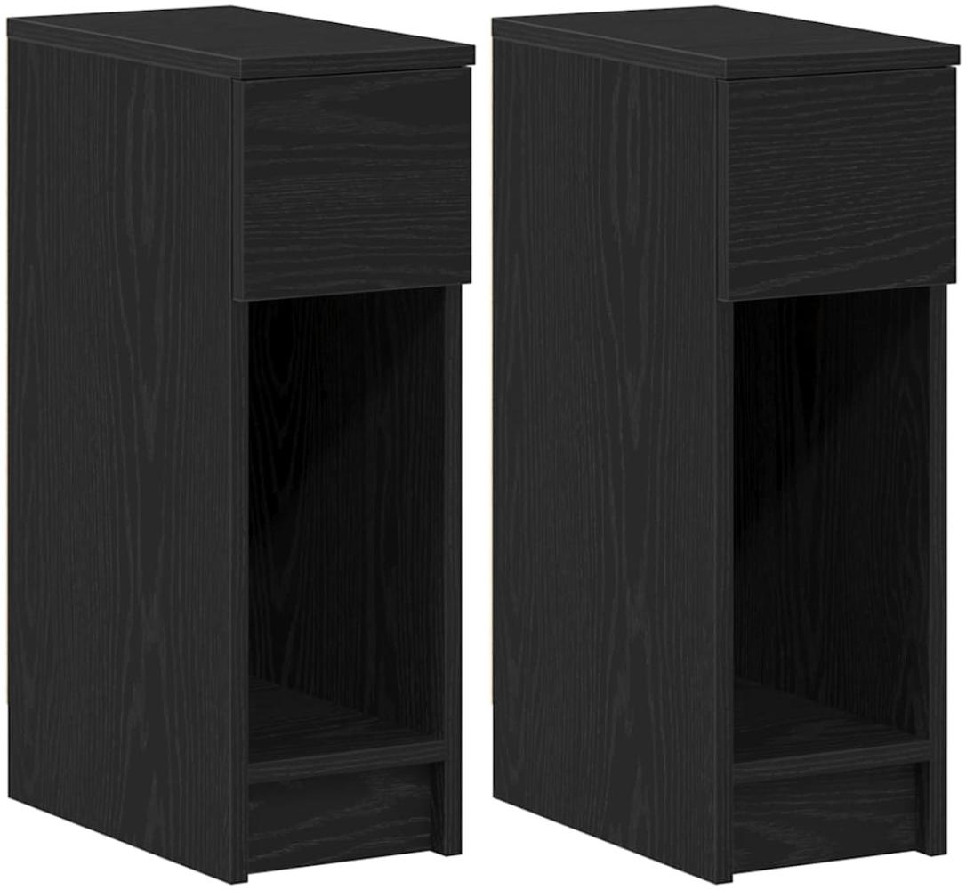 vidaXL Nachttische mit Schublade 2Stk. Schwarz Eichen-Optik 20x36x60cm 858698 Bild 1