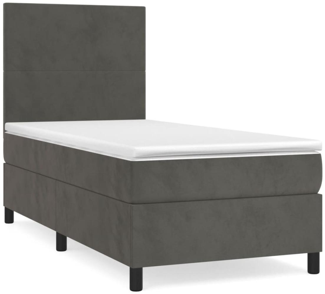 vidaXL Boxspringbett mit Matratze Dunkelgrau 90x190 cm Samt 3142876 Bild 1