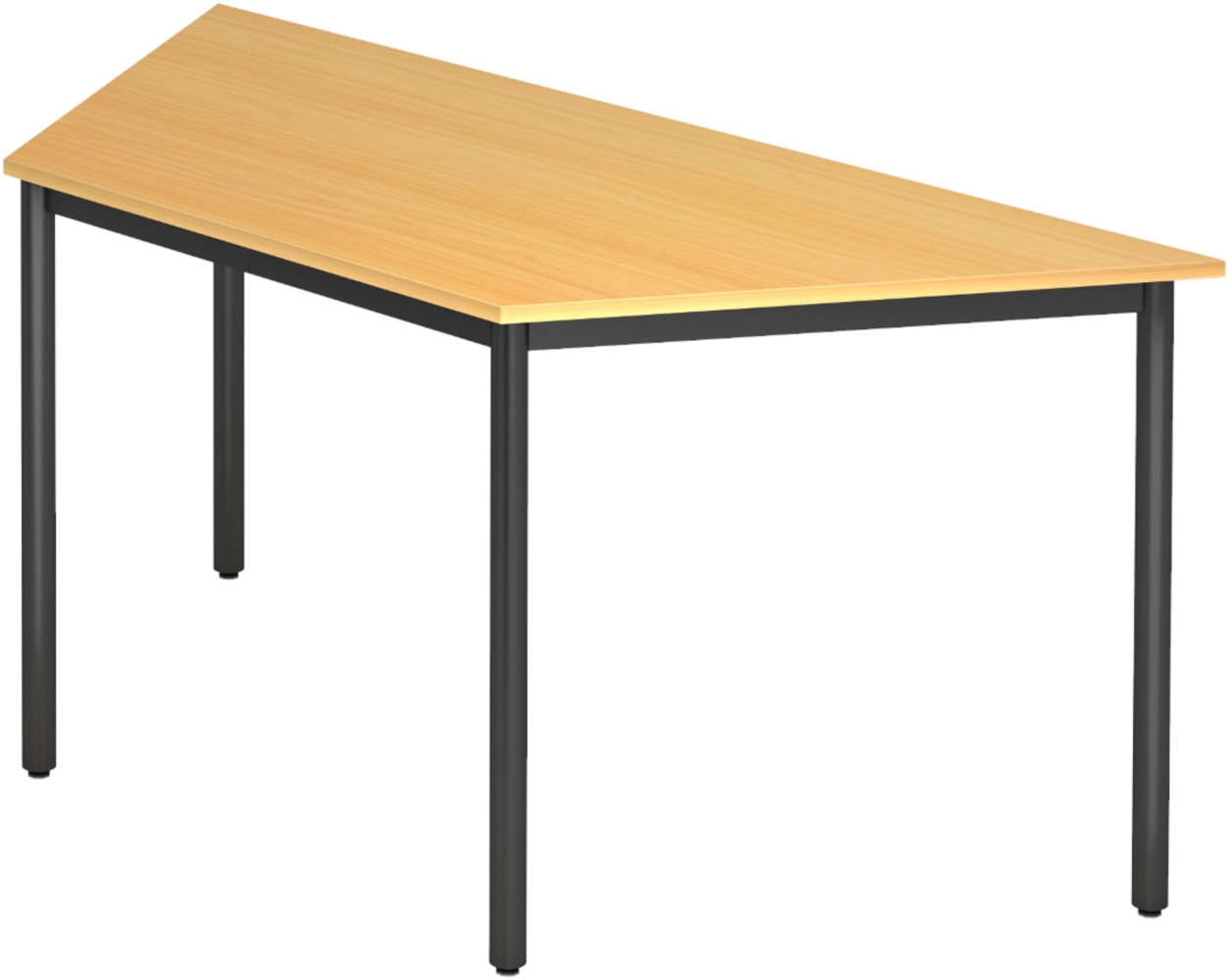 bümö Multifunktionstisch Buche, Tisch 160 x 69 cm, Tischfuß rund in schwarz - Tisch Trapez, Besprechungstisch System D-Serie, Konferenztisch, Meetingtisch, Mehrzwecktisch, Pausentisch, DRTR-6-D Bild 1