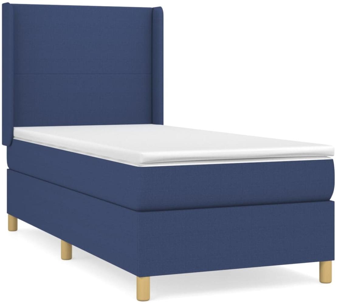 vidaXL Boxspringbett mit Matratze Blau 80x200 cm Stoff 3131791 Bild 1