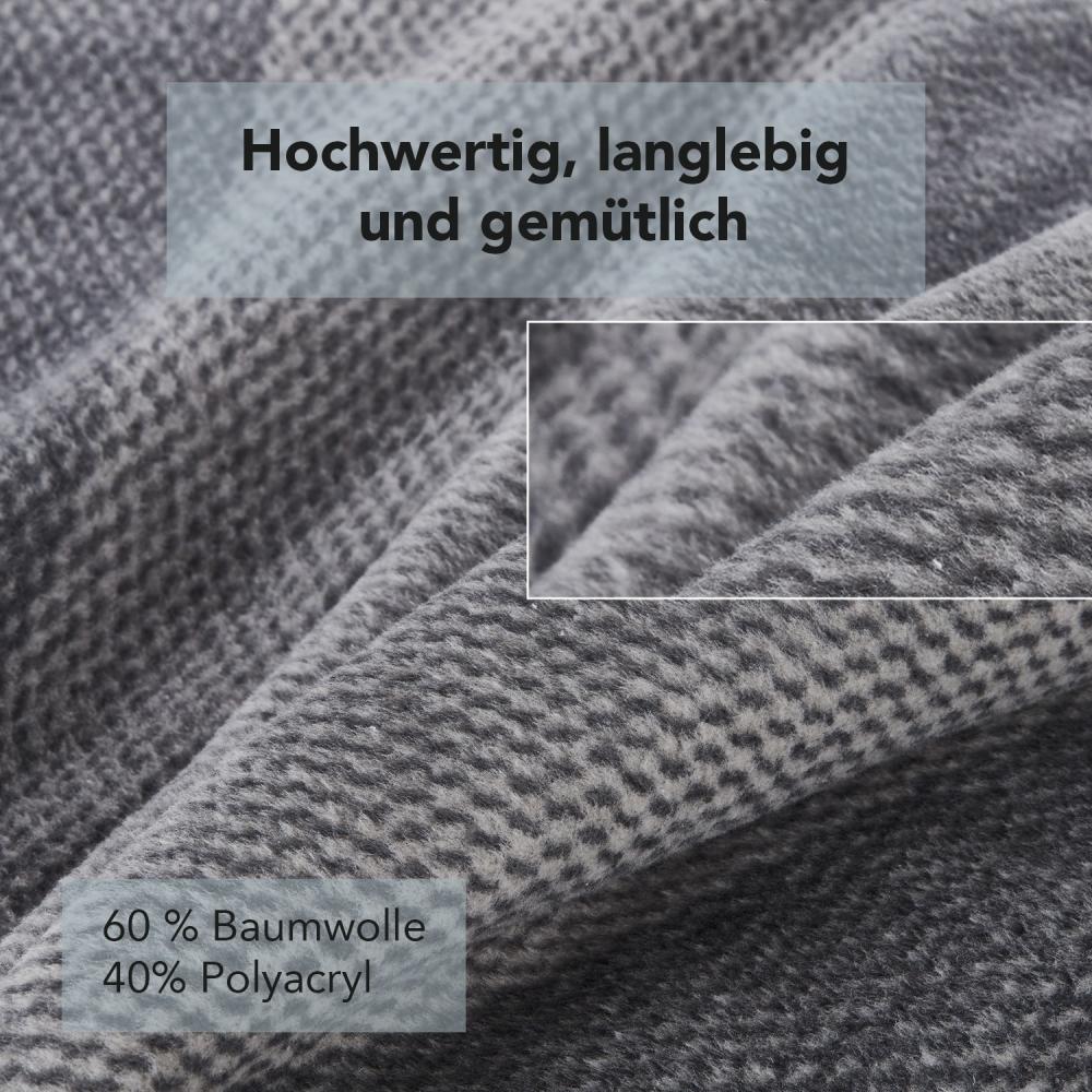 La Vida Sofaläufer Überwurf Tages-Decke in hellgrau-dunkelgrau - Oeko-TEX® Zertifiziert, 200x100 cm, Baumwollmischung waschbar Overlock-Stitching & Fransen, Schutz für Sessel, Sofa & Bett… Bild 1