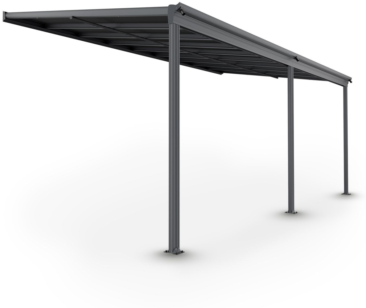 Juskys Terrassenüberdachung Borneo 5,5 x 3 m – Aluminium Terrassendach mit Doppelstegplatten Sonnenschutz Wandmontage Überdachung für Terrassen Dunkelgrau Bild 1