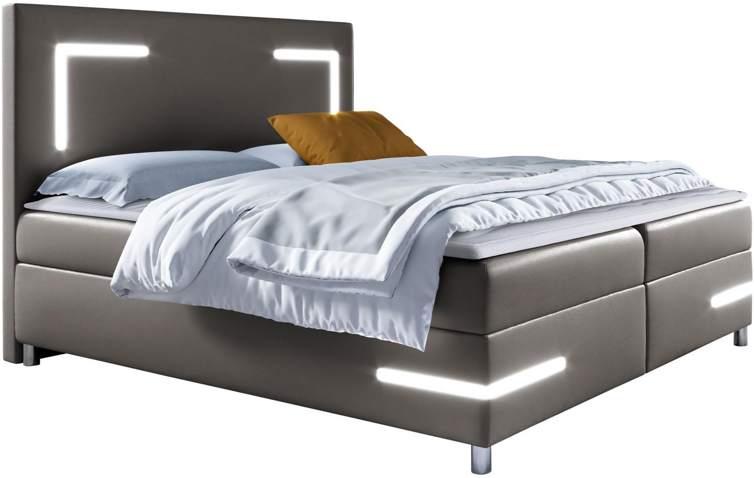 Boxspringbett Leleni LED, Anthrazit, 140 x 200 cm Bild 1