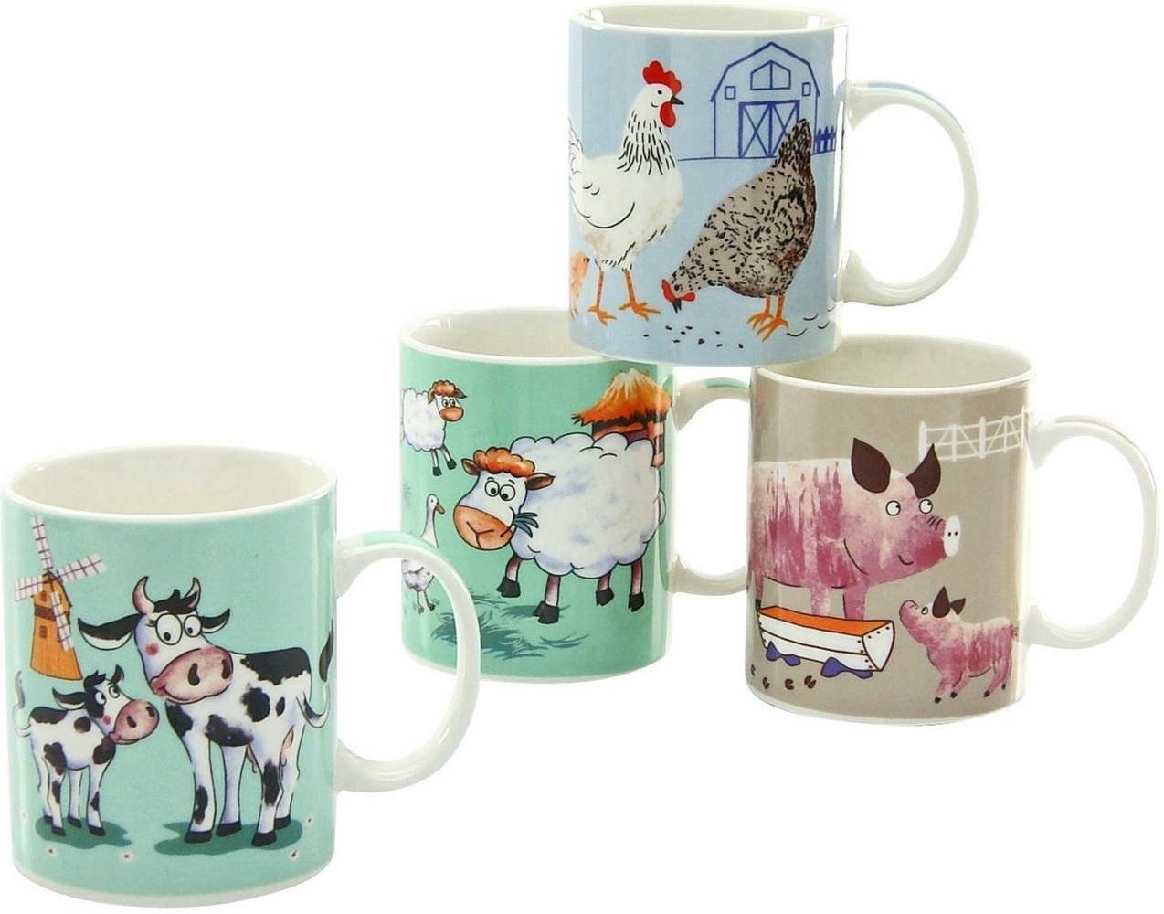 CreaTable 20895 FARM ANIMALS, Kaffeebecher, 300 ml, mehrfarbig, 4-teilig (1 Set) Bild 1