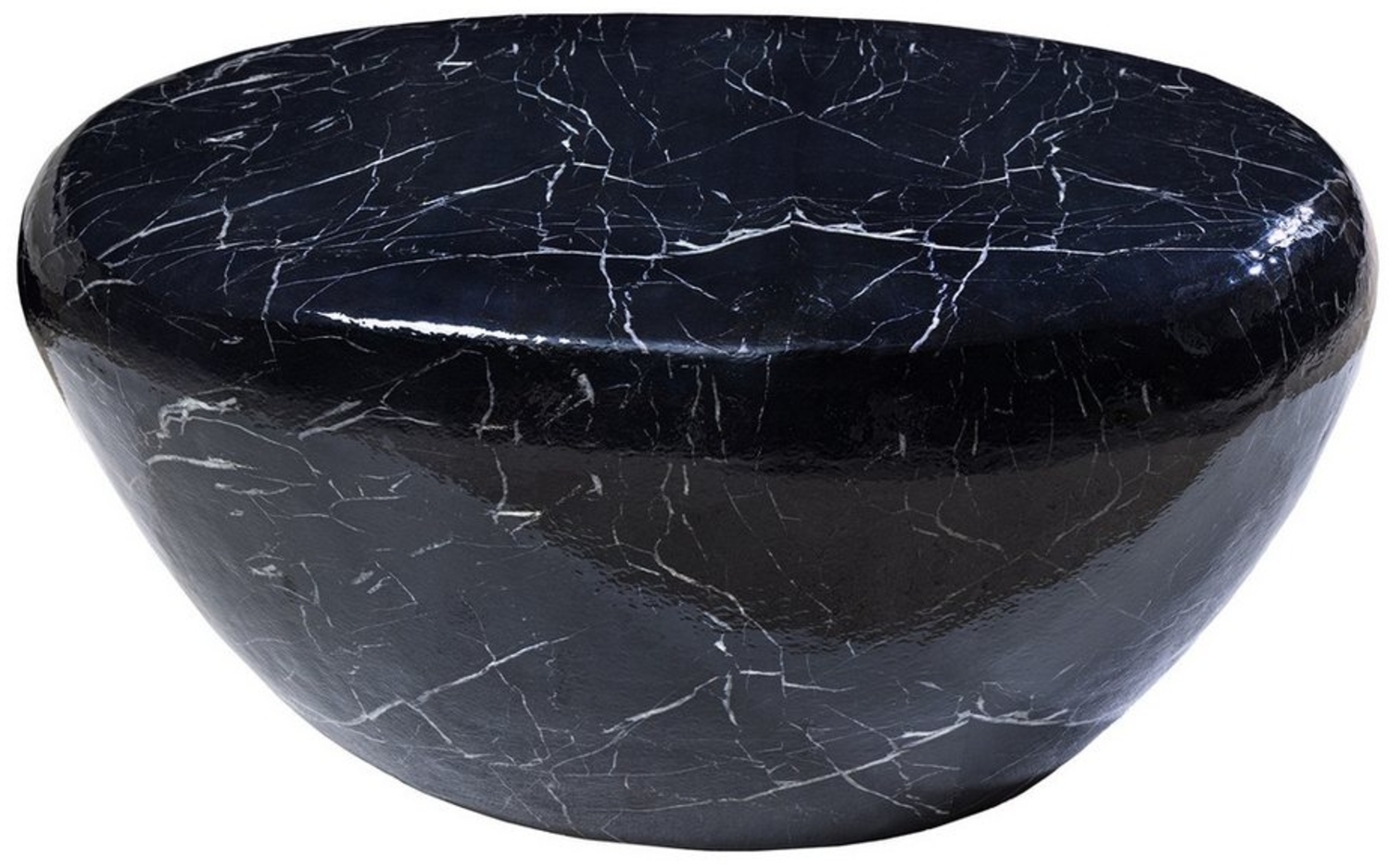 riess-ambiente Couchtisch STONE 75cm schwarz · Wohnzimmertisch aus Metall im Marmor-Design (Einzelartikel, 1-St), Kaffeetisch · oval · handmade · Hammerschlag Design · modern Bild 1