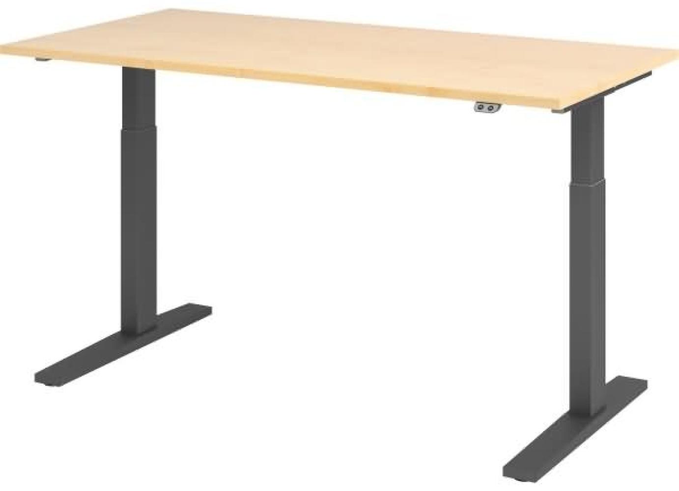 Sitz-Steh-Schreibtisch elektrisch 160x80 cm Ahorn/Graphit Bild 1