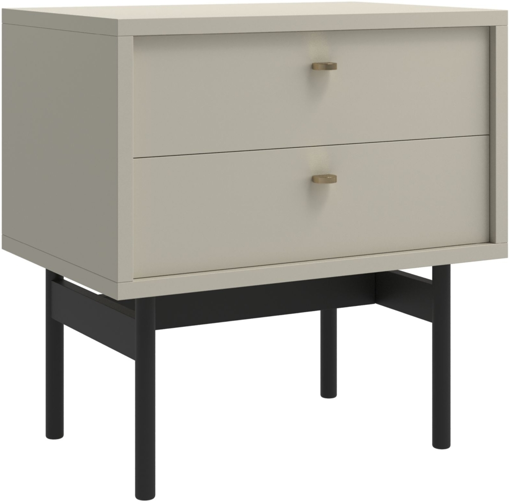 Selsey 'Olar' Nachttisch mit zwei Schubladen, Greige, ca. 57 x 55 x 38 cm Bild 1
