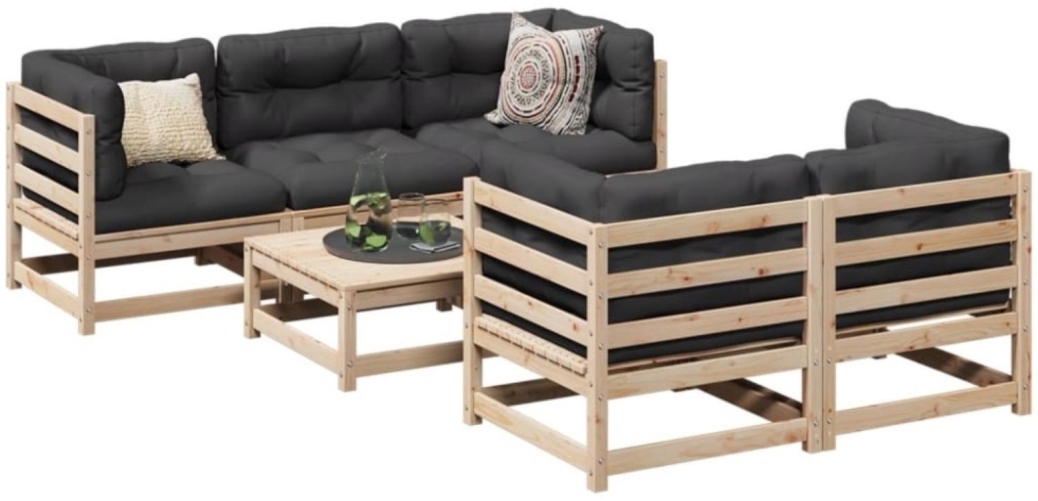 vidaXL 6-tlg. Garten-Sofagarnitur mit Kissen Massivholz Kiefer 3299290 Bild 1