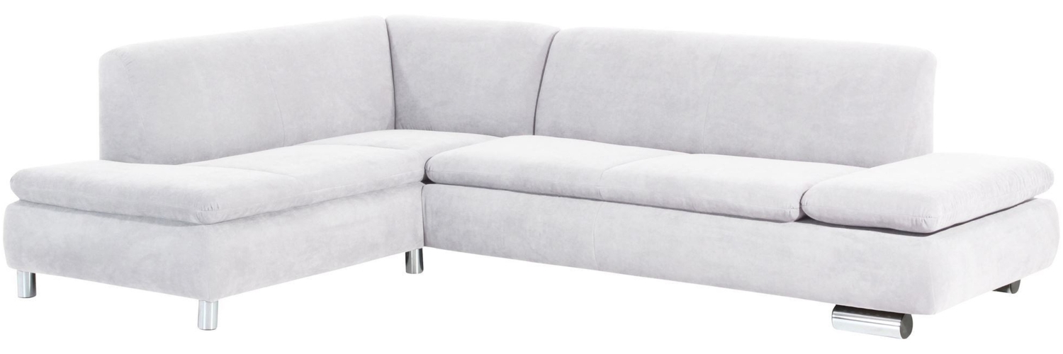 Ecksofa mit Ottomane links Kaye Bezug Veloursstoff Metallfuß verchromt / creme 23109 Bild 1