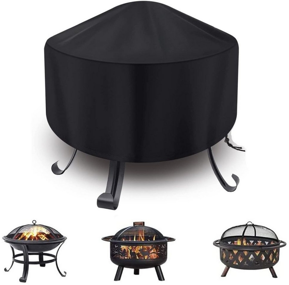 BTTO Grillabdeckhaube Grillabdeckungen Grillabdeckungen Runde Schutz,210D Grill-Schutzhülle, Gasabdeckung,Staubschutzhaube (1-St), Schwarz Bild 1