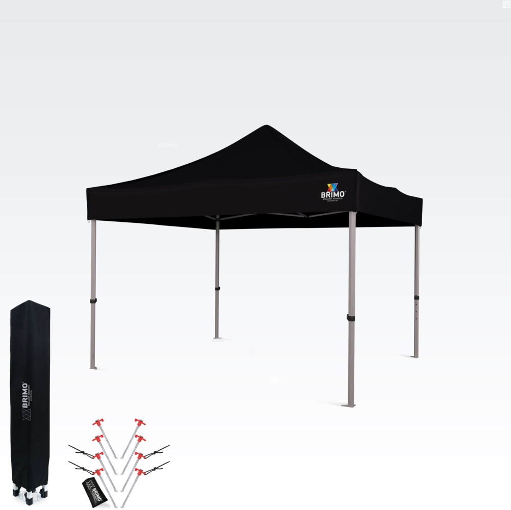 Gartenpavillon Faltbar 3x3m | Premium UV/PVC Schutz | Robuste Konstruktion BRIMO | Schnelles Zusammenklappen ohne Werkzeug - ohne Wände - Schwarz Bild 1