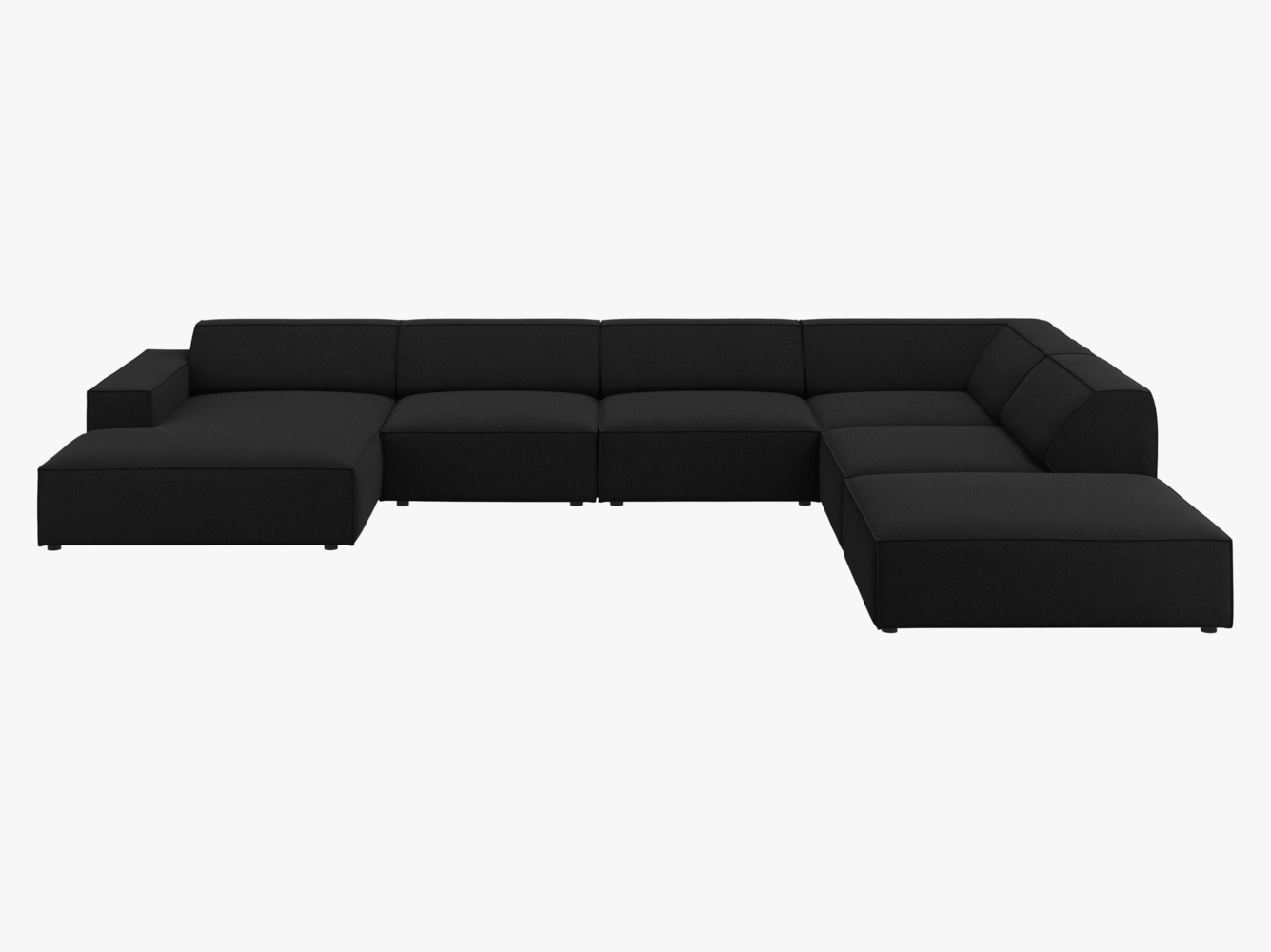 Micadoni Panorama-Ecksofa Jodie 7-Sitzer Rechts Strukturierter Stoff Megan Schwarz Bild 1