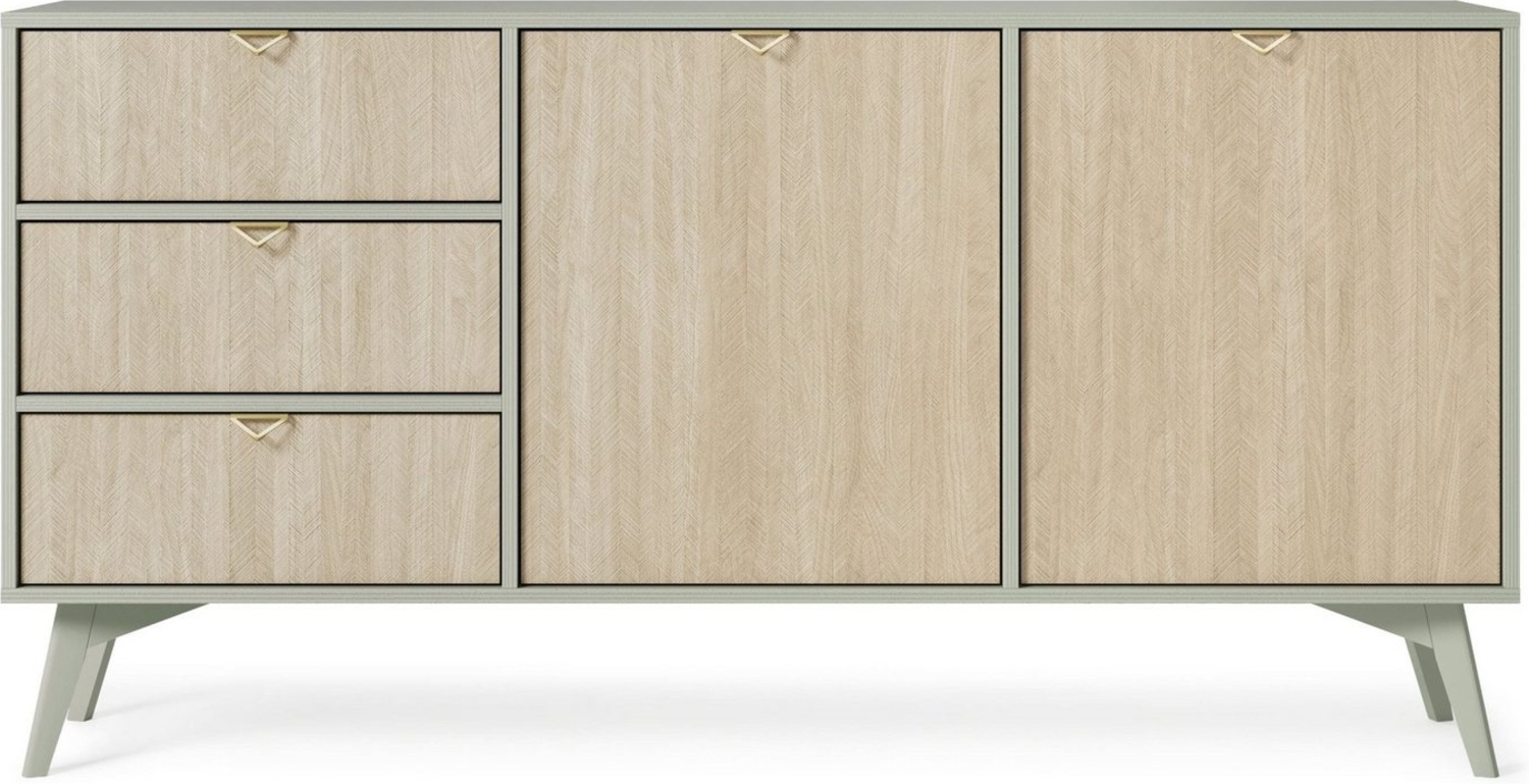 MOEBLO Kommode Abeto Kommode S 158 (Wohnzimmer, Esszimmer, Flur & Diele, Moderne Sideboard mit Schubladen Highboard Goldene Türgriffe), (BxHxT):158 x80x38 cm Bild 1