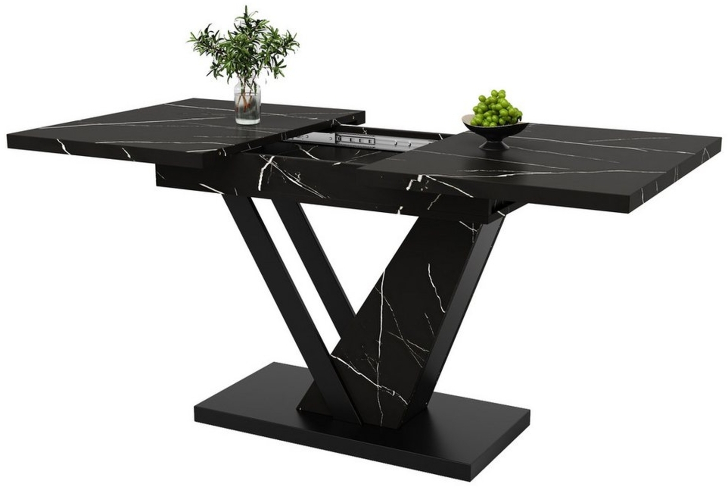 MODFU Esstisch Esstisch Teleskoptisch,Moderne Esstisch,Ausziehbar,Esszimmer-Set (Ausziehbarer Esstisch 120-160 cm, Teleskoptisch mit schwarzem Marmormuster, 120-160*75cm), Esstisch Teleskoptisch Bild 1