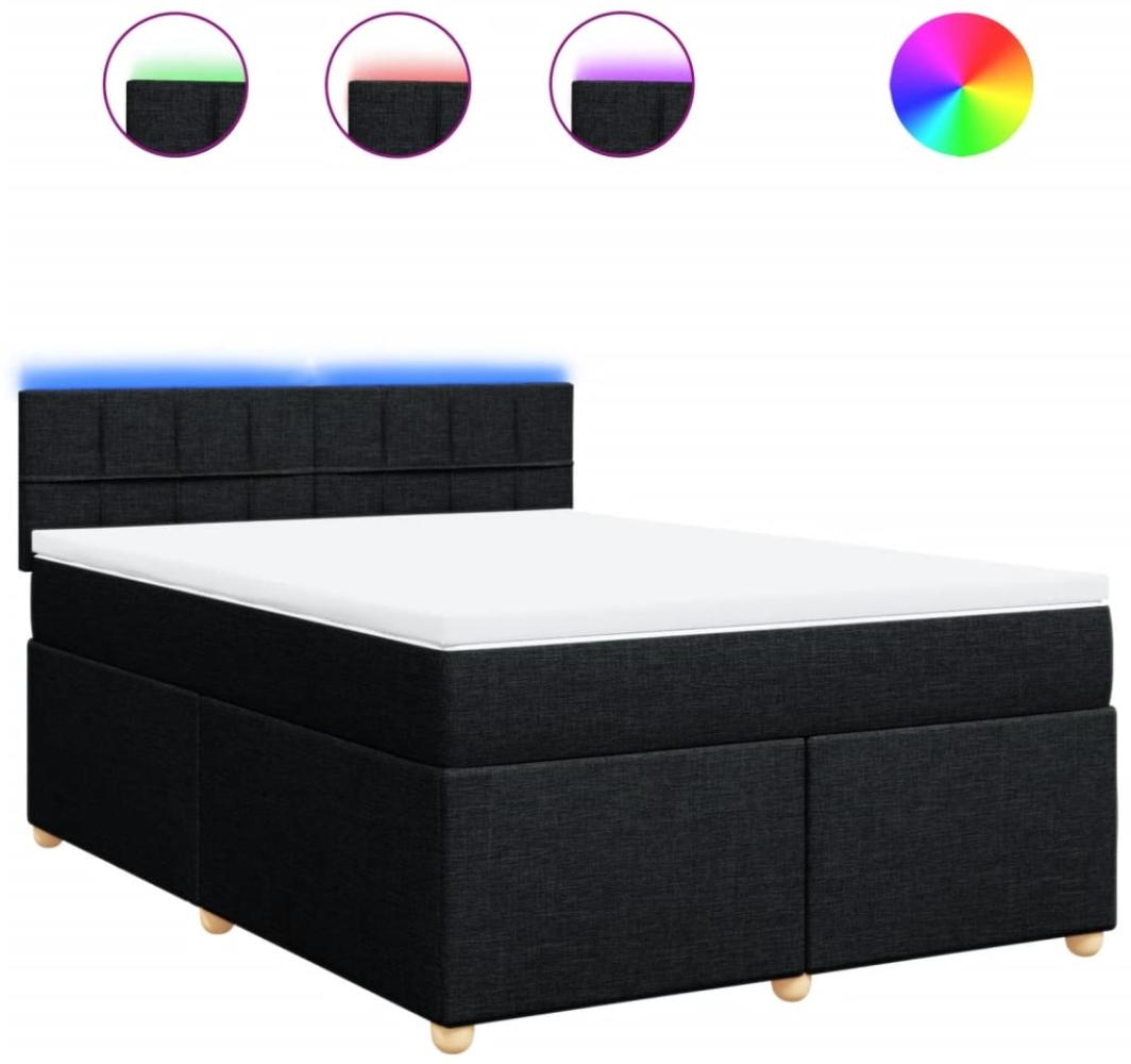 vidaXL Boxspringbett mit Matratze Schwarz 160x200 cm Stoff 3289033 Bild 1
