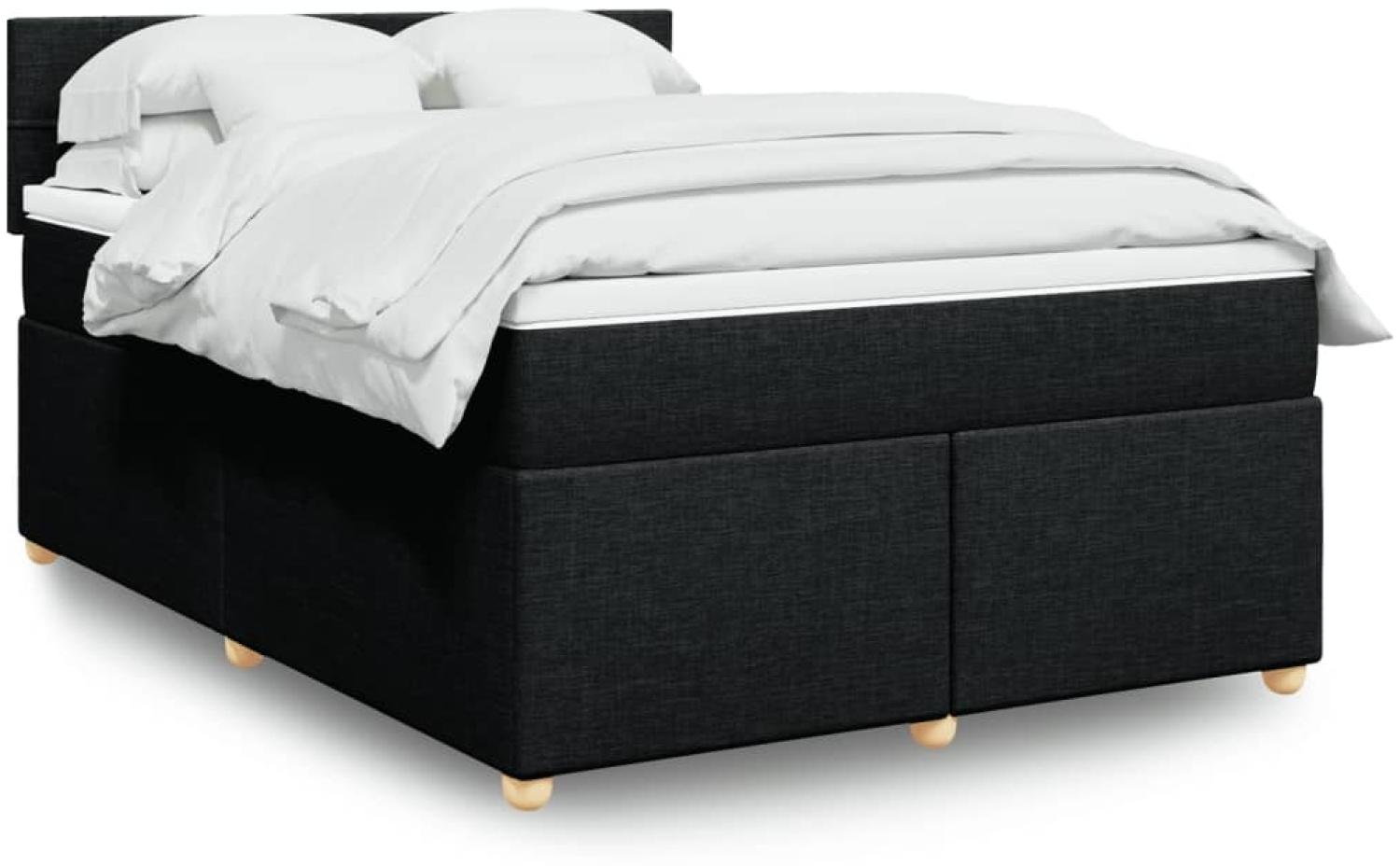 vidaXL Boxspringbett mit Matratze Schwarz 160x200 cm Stoff 3289033 Bild 1