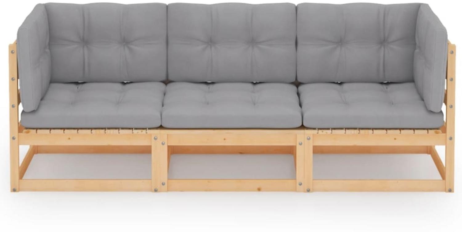 vidaXL 3-Sitzer-Gartensofa mit Kissen Kiefer Massivholz 3076369 Bild 1