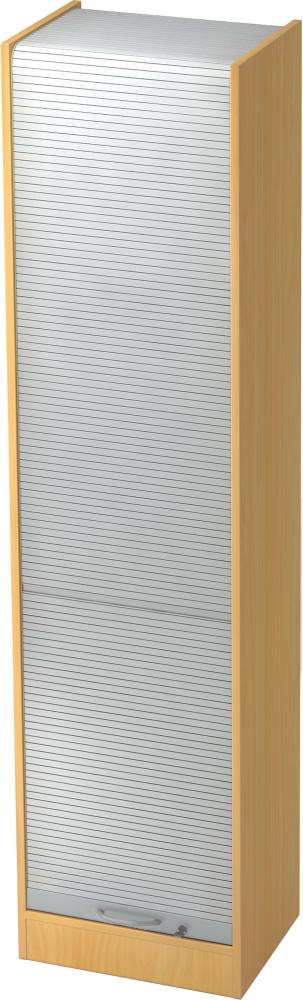 bümö Rollladenschrank 5 OH abschließbar in Buche/Silber mit Bogengriff, SET50-6-S-BM Bild 1