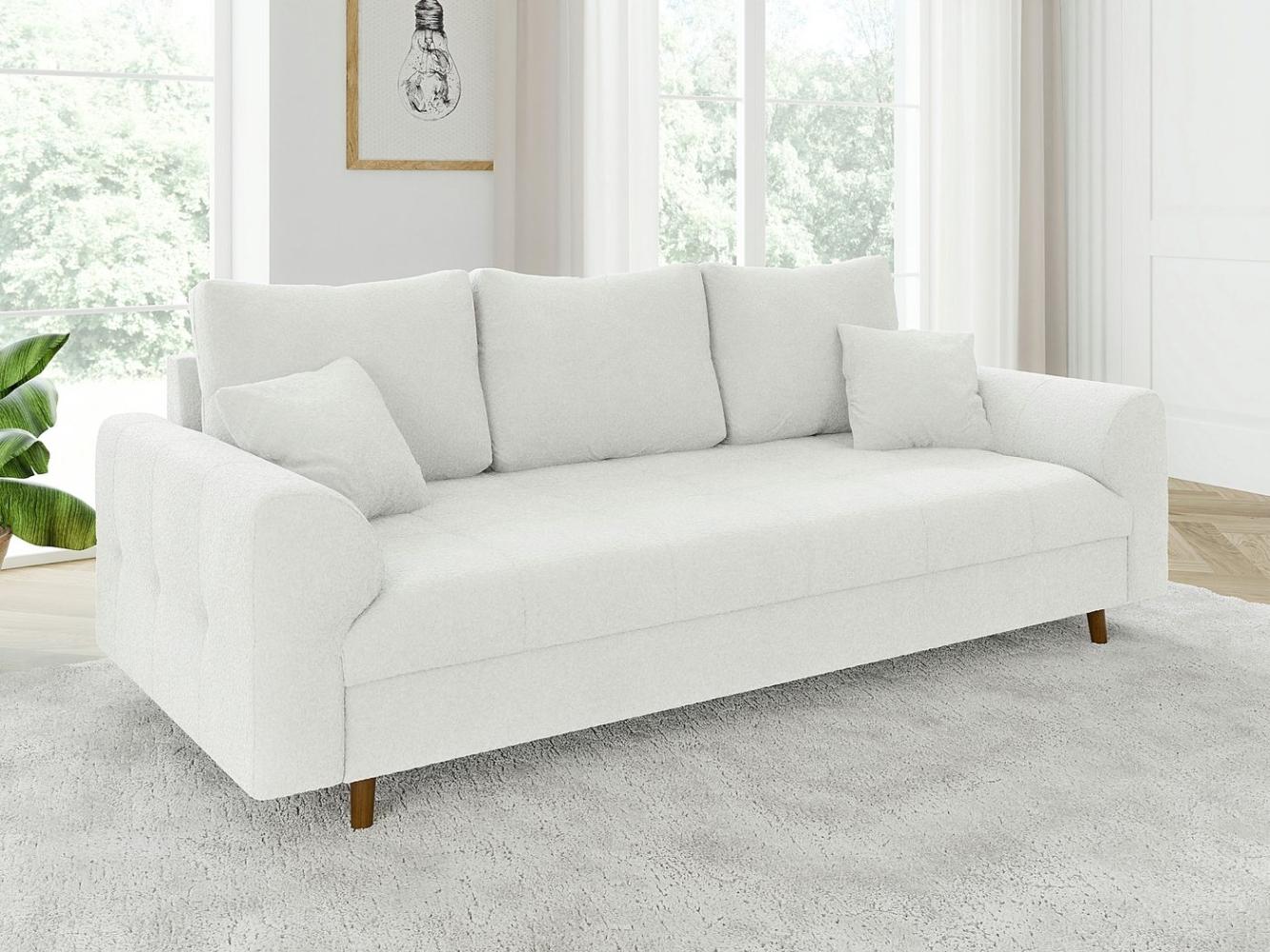 S-Style Möbel 3-Sitzer Sofa Leif mit Holzfüßen im skandinavischen Stil aus Boucle-Stoff, mit Wellenfederung Bild 1