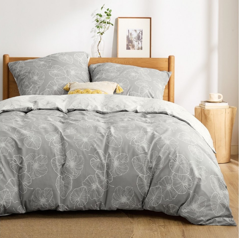 BEDSURE Wendebettwäsche mit Zweige-Design und Reißverschluss, ÖKO-TEX zertifiziert, Baumwolle, 3 teilig, aus 100% natürlicher Baumwolle, mit 8 stabilen Eckbändchen Bild 1