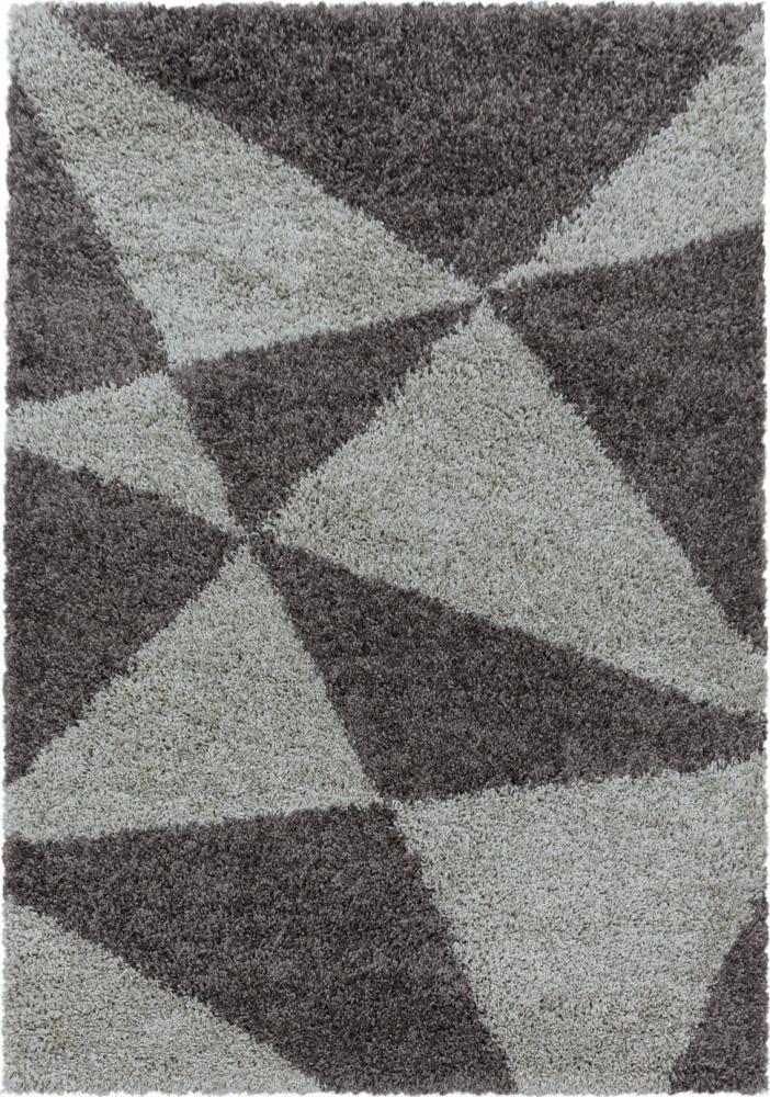 Hochflor Teppich Tarra rechteckig - 120x170 cm - Taupe Bild 1