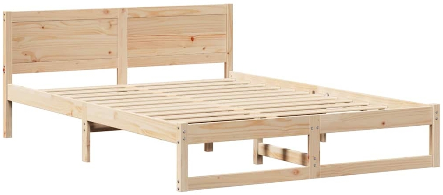 vidaXL Bettrahmen mit Kopfteil Natur 160 x 200 cm Massives Kiefernholz 873265 Bild 1