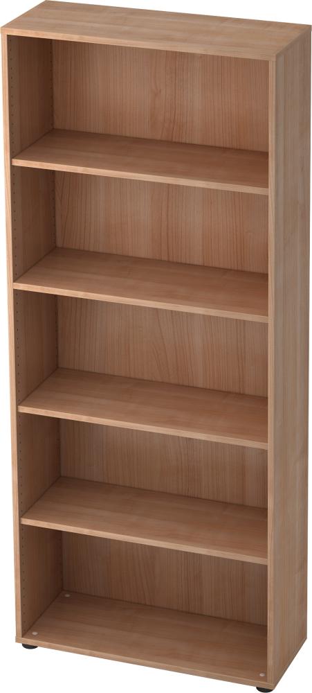 bümö Regal Nussbaum, Standregal aus Holz für 5 Ordnerhöhen - Bücherregal 80 cm breit, Aktenregal für Ordner & Bücher, Büroregal, Holzregal, Ordnerregal, Aufbewahrungsregal, Buchregal, 4000-N Bild 1