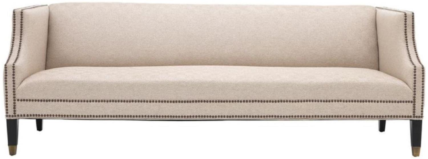 Casa Padrino Luxus Sofa Sandfarben / Schwarz / Antik Messingfarben 210x80 x H. 75 cm Bild 1