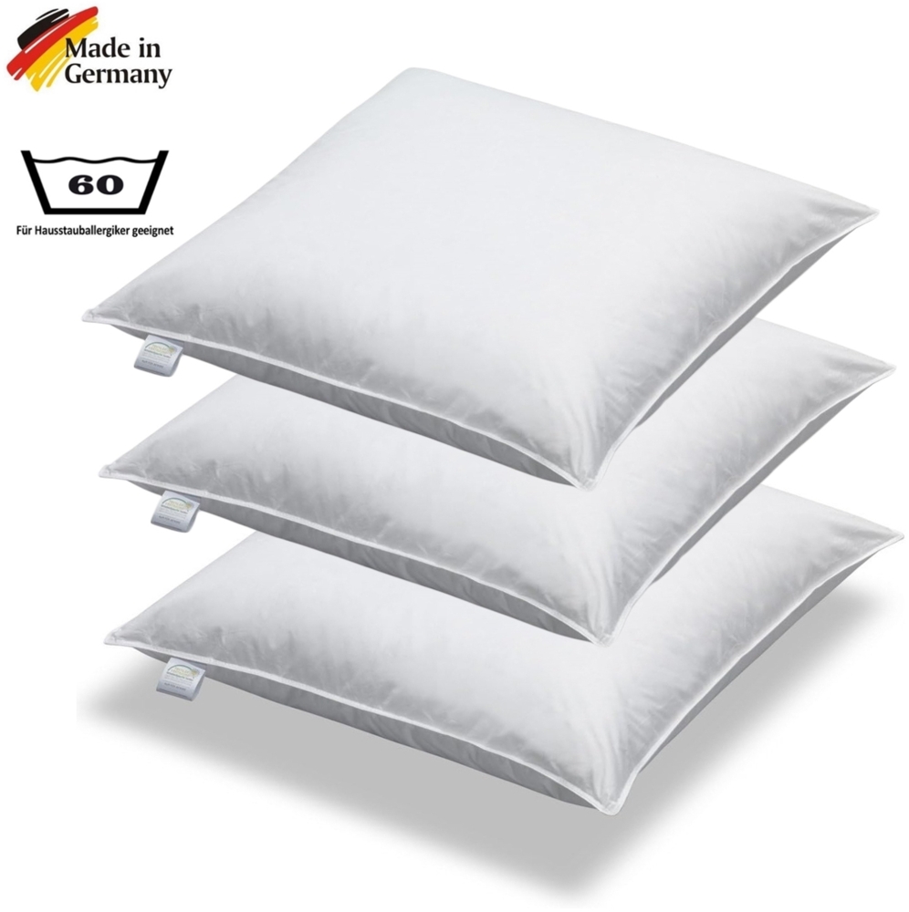 3 Stück Daunen + Federn Kissen Sofakissen Füllkissen 50 x 50 cm Bild 1