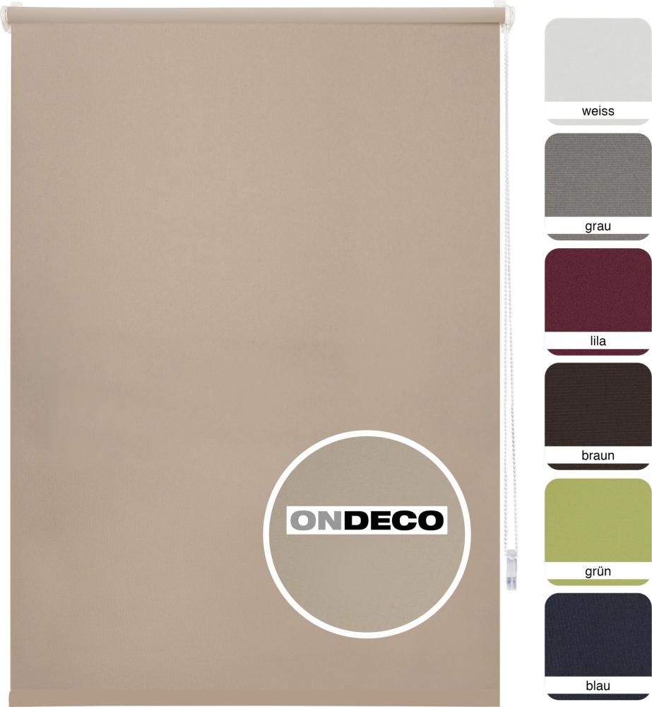 ondeco Tageslichtrollo ohne Bohren, Klemmfix Sichtschutzrollo Seitenzugrollo Klemmrollo, lichtdurchlässig und Blickdicht - Sand - 90x210 cm Bild 1