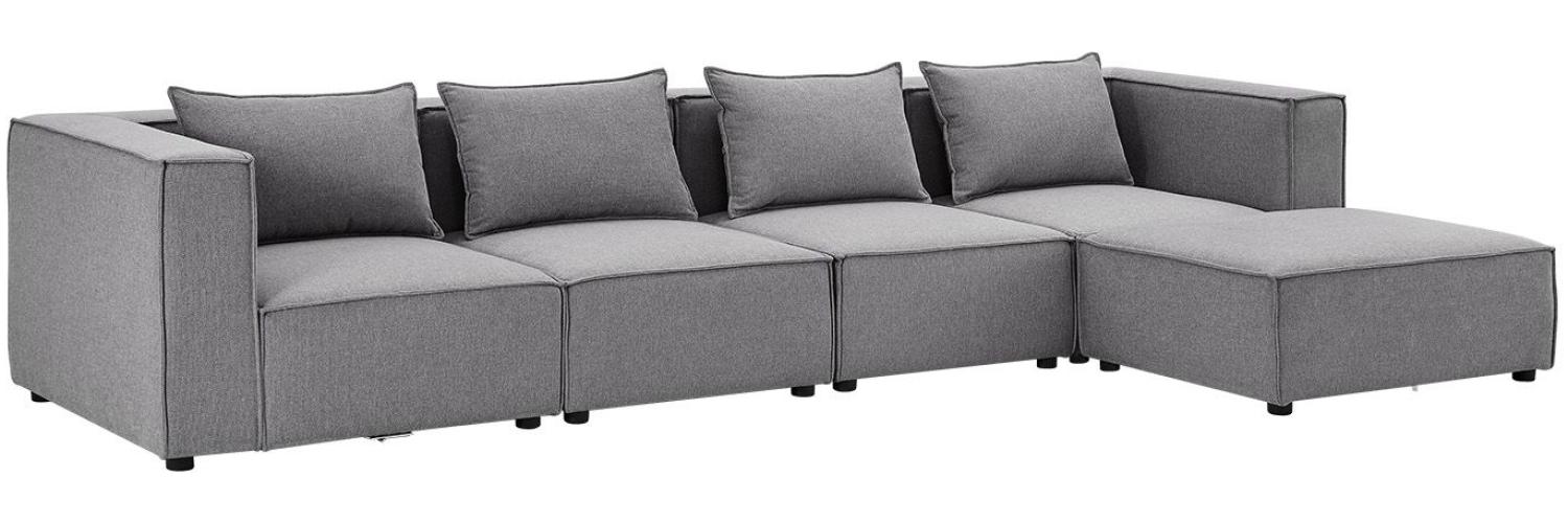 Juskys modulares Sofa Domas XL - Couch für Wohnzimmer - 4 Sitzer - Ottomane, Armlehnen & Kissen - Ecksofa Eckcouch Ecke - Wohnlandschaft Stoff Dunkelgrau Bild 1