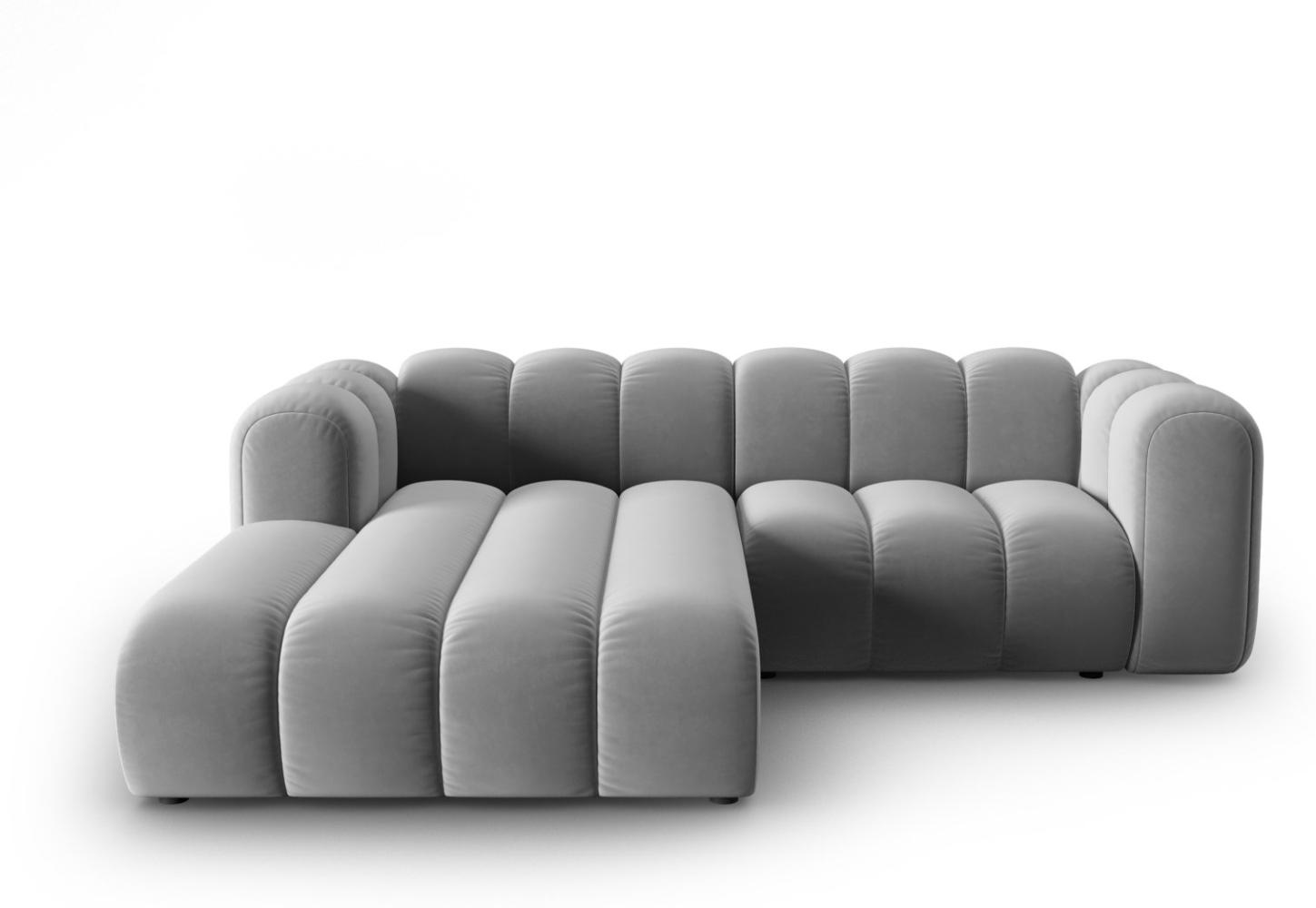 Micadoni Modulares Ecksofa Lupine 3-Sitzer Links Samtstoff Grau Bild 1