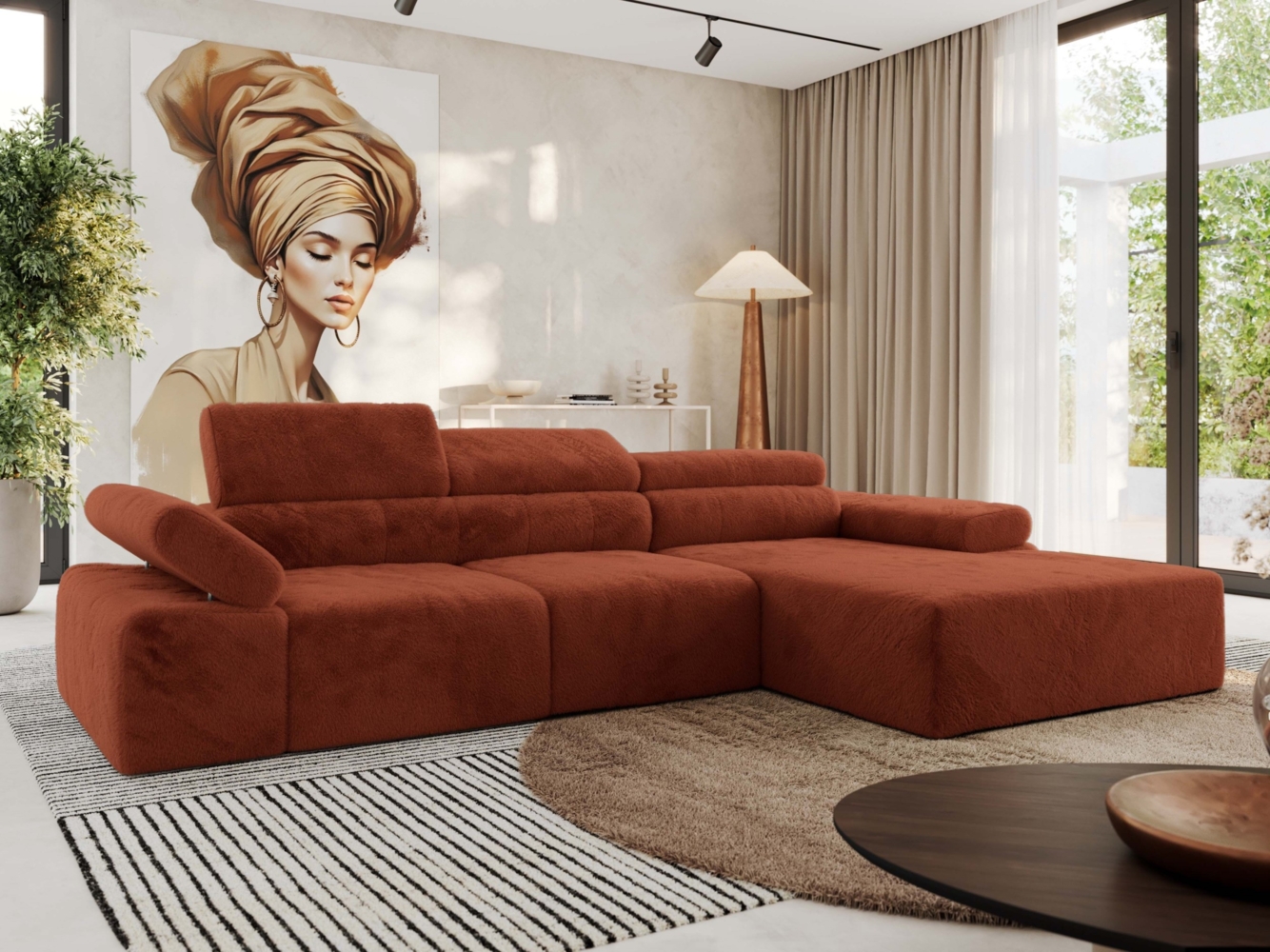 Ecksofa mit Relax-funktion, Elektrisch verstellbarer Sitz, L-förmige Ecke mit Armlehnen, Wellenfeder - RILASSO - rechts Seite Bild 1