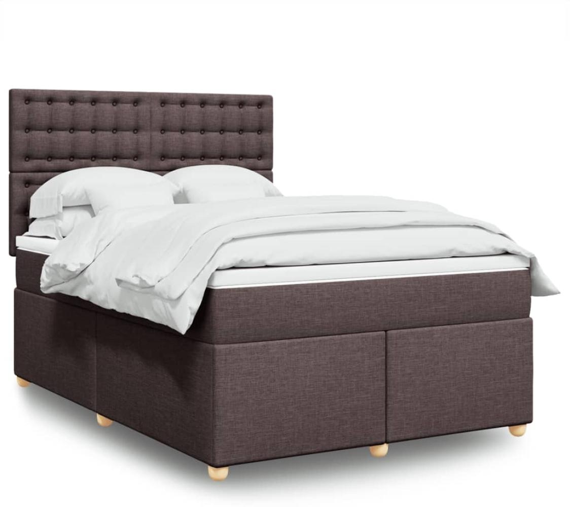 vidaXL Boxspringbett mit Matratze Dunkelbraun 140x190 cm Stoff 3293592 Bild 1