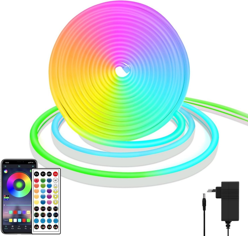 BlingBin LED-Lichterkette Neon Led strip RGB Led Streifen mit APP Steuerung Fernbedienung, 300-flammig, 5/10/15/20/30/40M Musik Sync DIY für Zimmer Raum Wand Gaming Bild 1