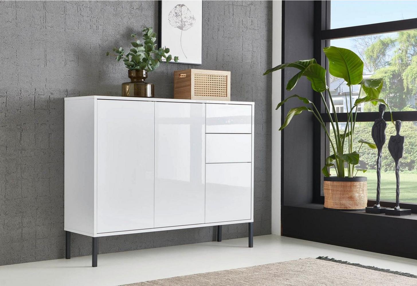 BMG Möbel Kommode Mailand 10 (Schubladenkommode Anrichte Sideboard, mit hochwertigen Metallfüßen), Push-to-Open-Funktion Bild 1