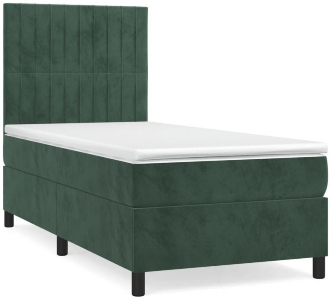 vidaXL Boxspringbett mit Matratze Dunkelgrün 90x190 cm Samt 3143118 Bild 1