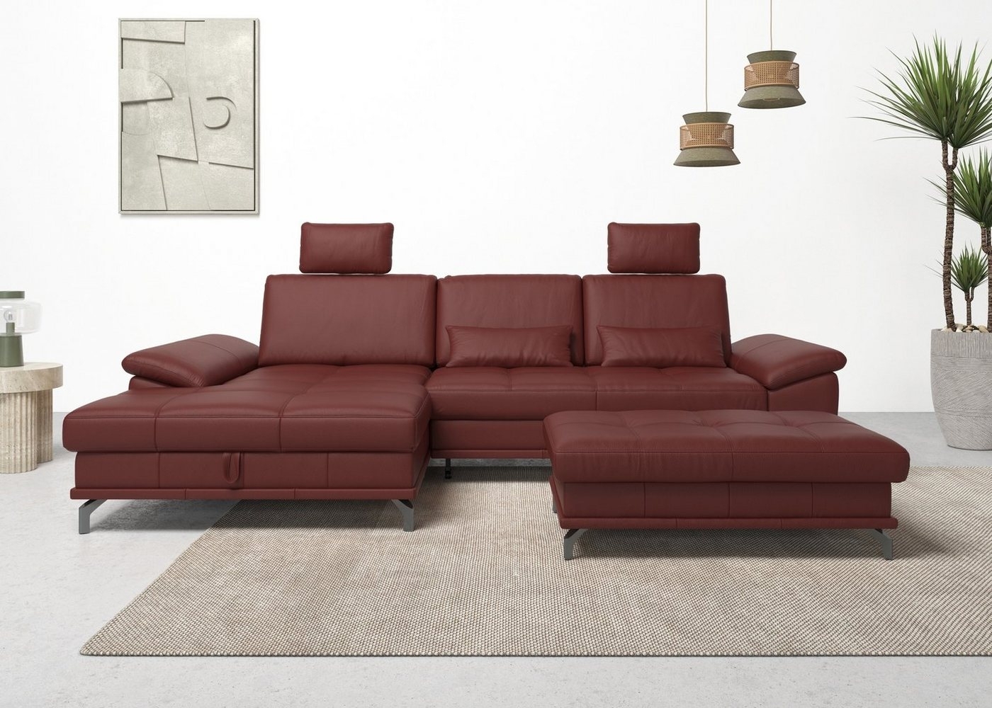 Places of Style Ecksofa Costello L-Form, mit Sitztiefenverstellung, Armteilverstellung und, 3 Nierenkissen, optional Bettfunktion und Bettkasten Bild 1