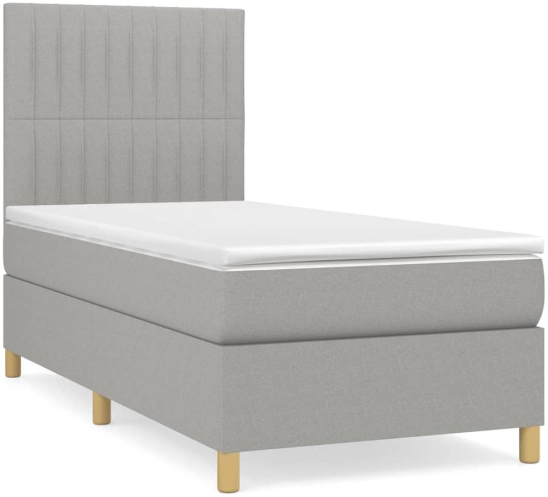 vidaXL Boxspringbett mit Matratze Hellgrau 80x200 cm Stoff, Härtegrad: H2 [3142449] Bild 1