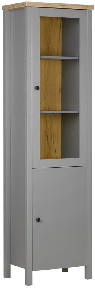 Homestyle4u Vitrine, Holz grau Schrank, 55 x 200 x 38 cm Bild 1