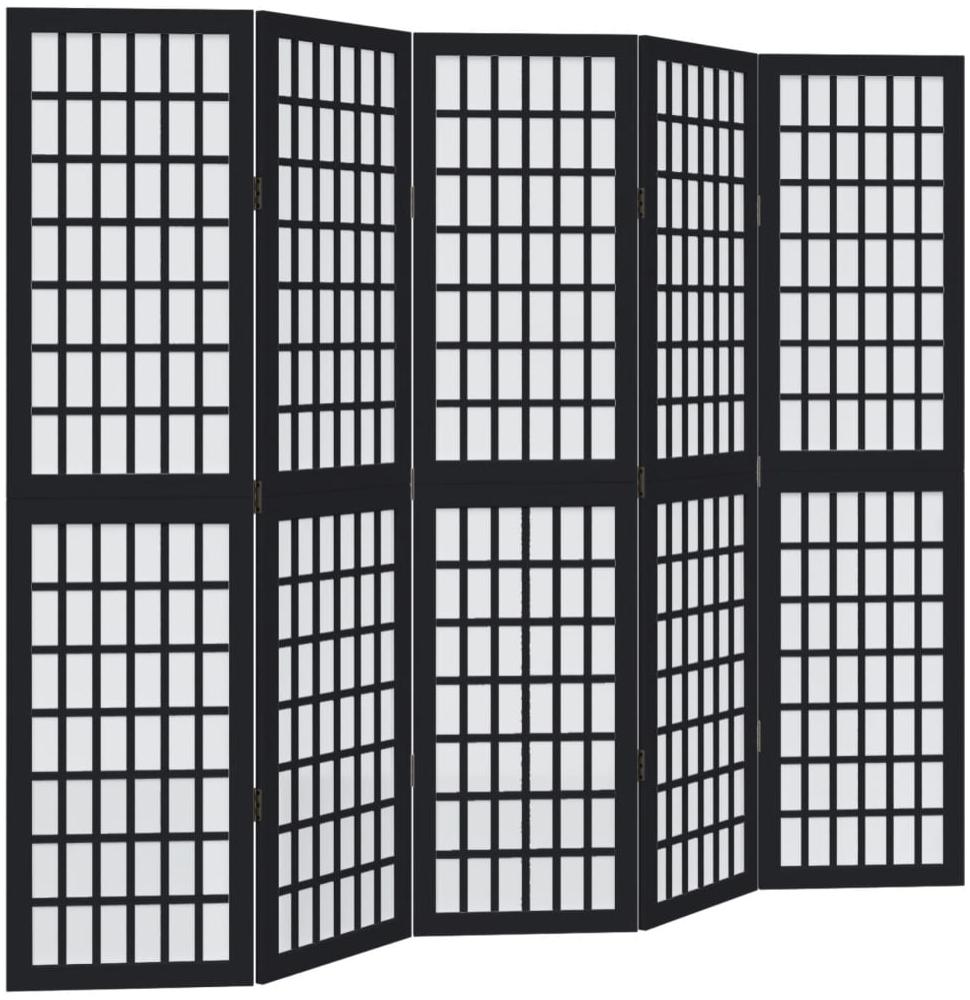 vidaXL 5-tlg. Paravent Schwarz Massivholz Paulownia 358773 Bild 1