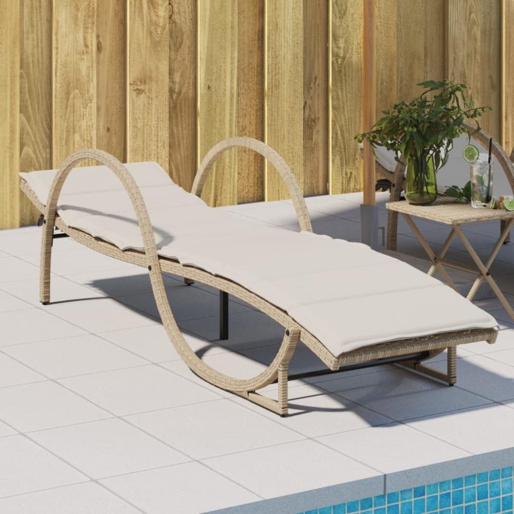 vidaXL Sonnenliege mit Auflage Beige 60x199x42 cm Poly Rattan Bild 1