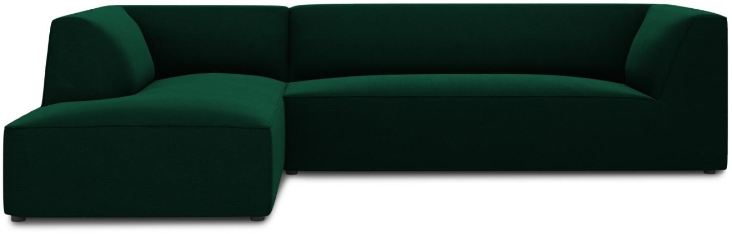 Micadoni 4-Sitzer Samtstoff Modular Ecke links Sofa Ruby | Bezug Bottle Green | Beinfarbe Black Plastic Bild 1