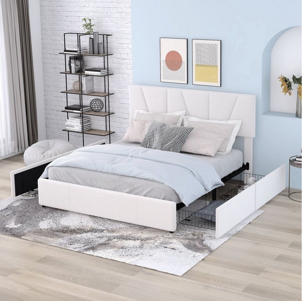 Flieks Polsterbett, Doppelbett Massives Holzbett Samt 140x200cm ohne Matratze Bild 1