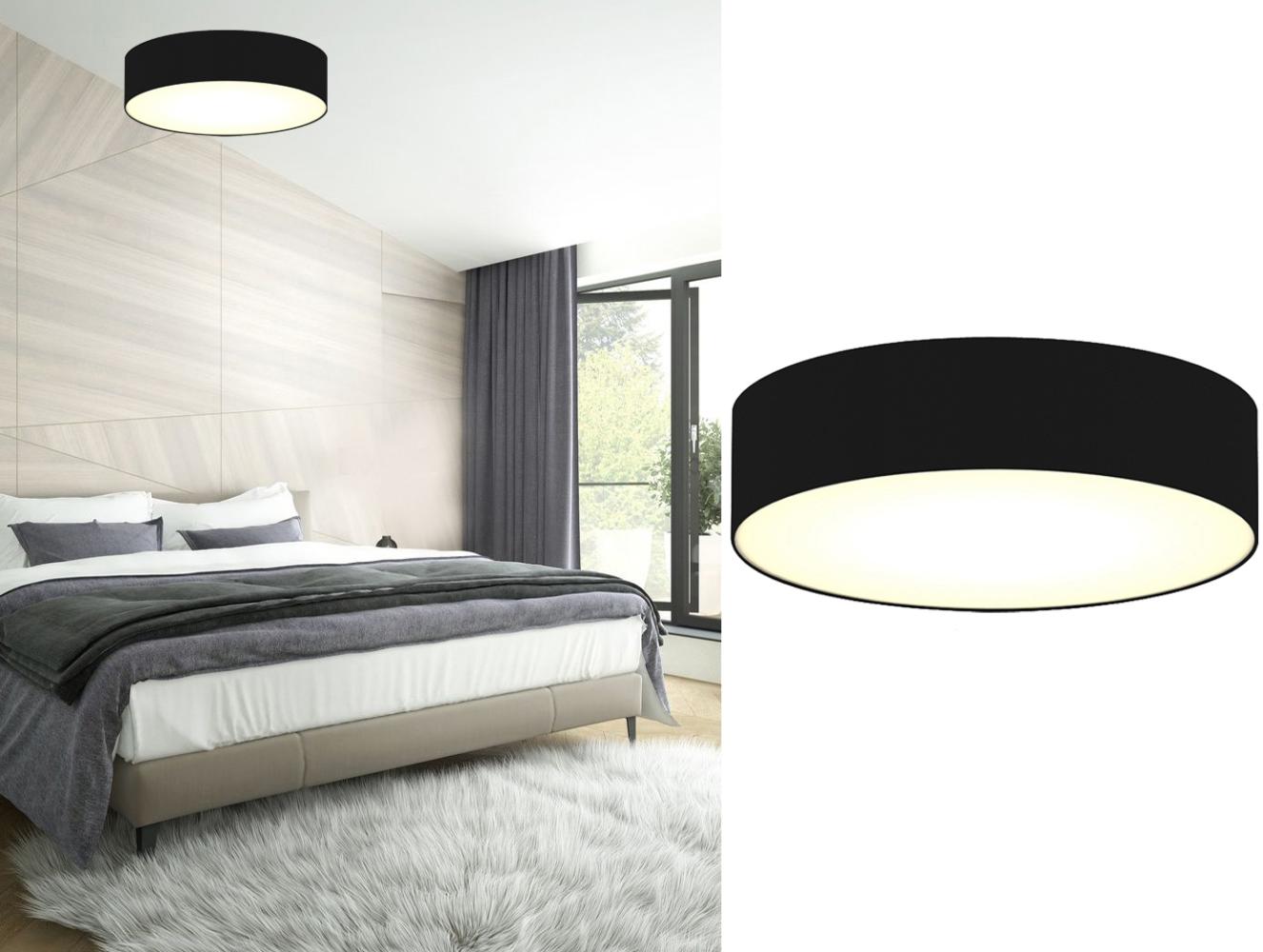 smartwares LED Deckenleuchte, Dimmfunktion, LED wechselbar, Warmweiß, mit Stoff Lampen-schirm Schwarz, Design-klassiker Treppenhaus, Ø 40cm Bild 1