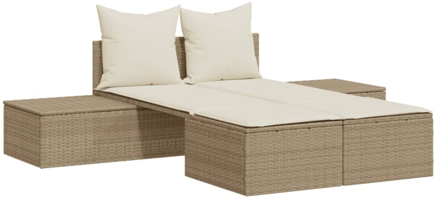 vidaXL Doppel-Sonnenliege mit Auflagen Beige Poly Rattan 368393 Bild 1